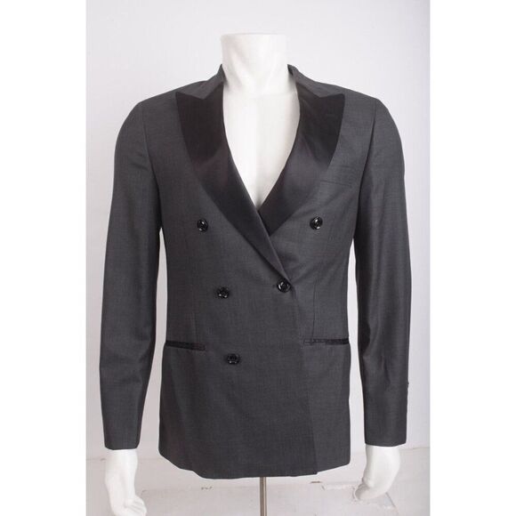 Brunello Cucinelli Tuxedo Jacket Blazer Satin Trim IT 48 US 36 Gray Black NWT - Picture 1 of 6